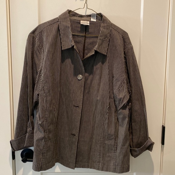 Chico’s Brown and Tan Stripped Jacket - Picture 1 of 4